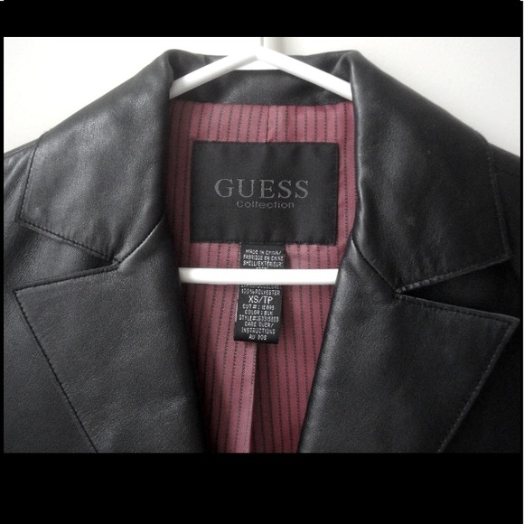 GUESS COLLECTION black sleek leather jacket XS NEW - Picture 5 of 8